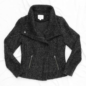 Ann Taylor Loft Dark Grey Wool Blend Asymmetrical Zip Jacket Size 6